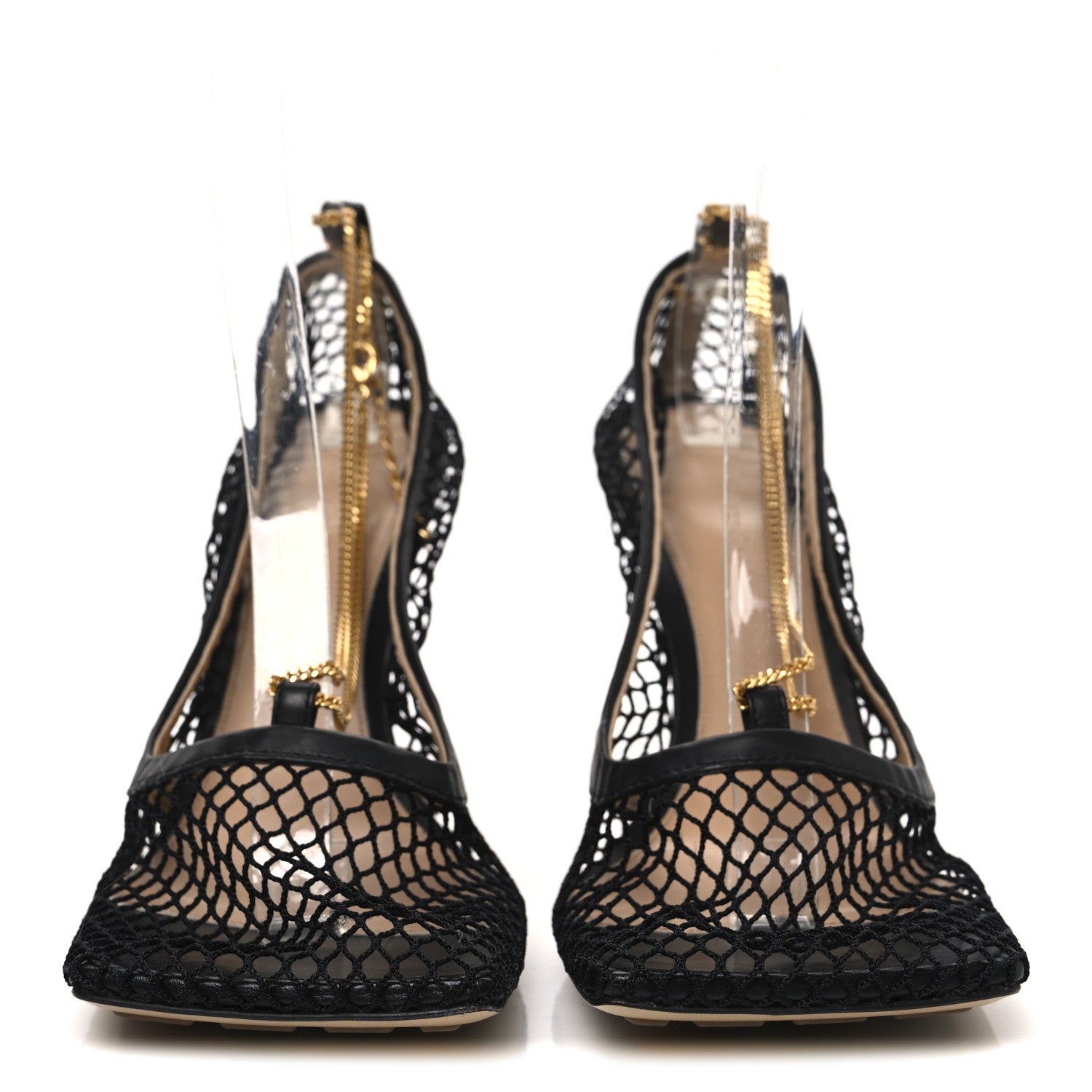 Bottega Veneta Mesh Calfskin Stretch Chain Strap 90mm Pumps 40.5 Black 3 of 10