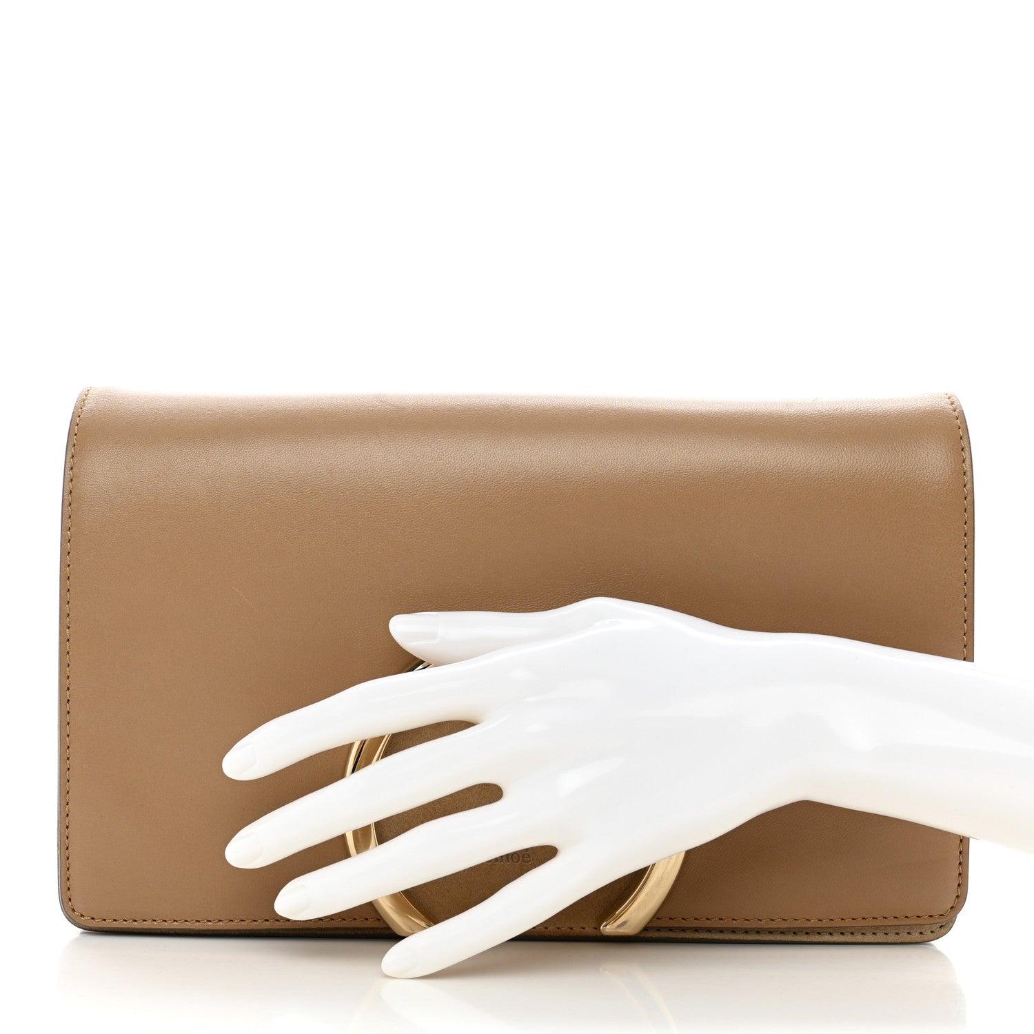 Chloe Calfskin Suede Gabrielle Clutch Cream Chestnut 2 of 17