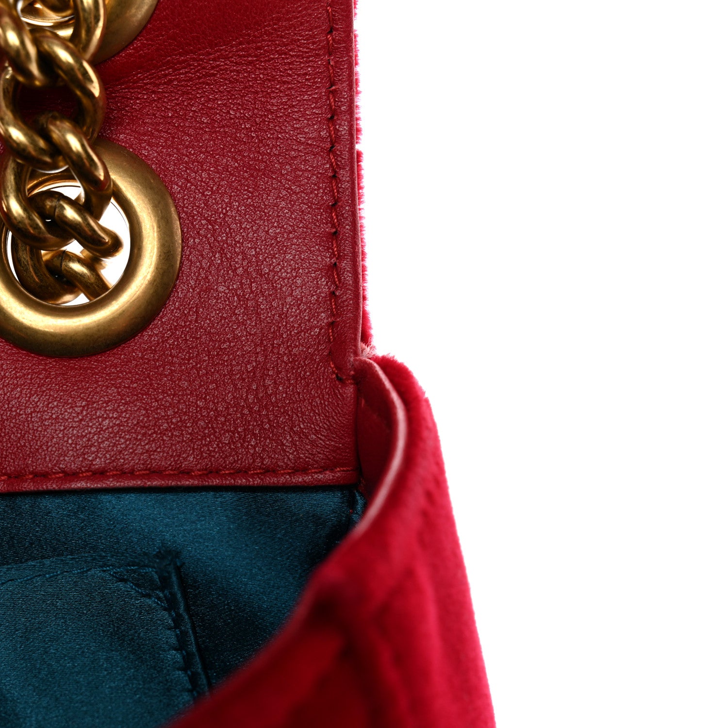 Gucci Velvet Matelasse Mini GG Marmont Shoulder Bag Hibiscus Red