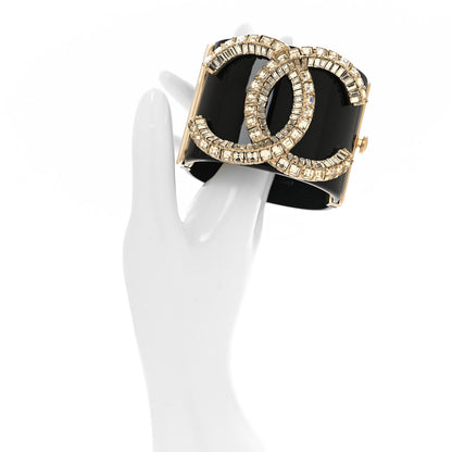 Chanel Resin Baguette Crystal CC Cuff Black 2 of 5