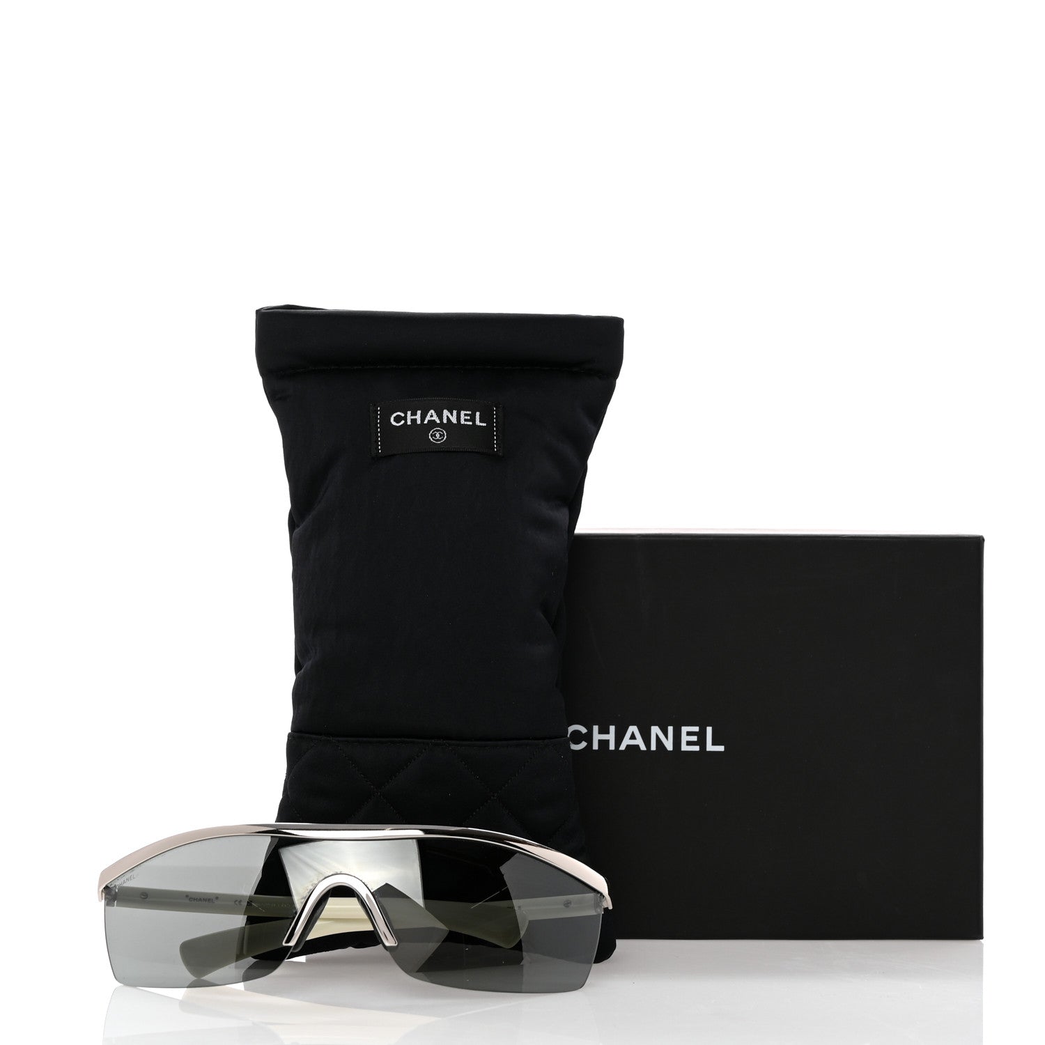 Chanel Acetate Shield Sunglasses 71474 Silver White 8 of 8