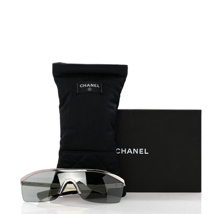 Chanel Acetate Shield Sunglasses 71474 Silver White 8 of 8