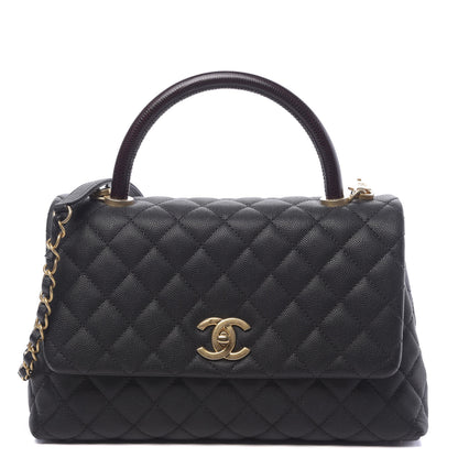 Chanel Caviar Lizard Embossed Quilted Small Coco Handle Flap Black 1 of 11