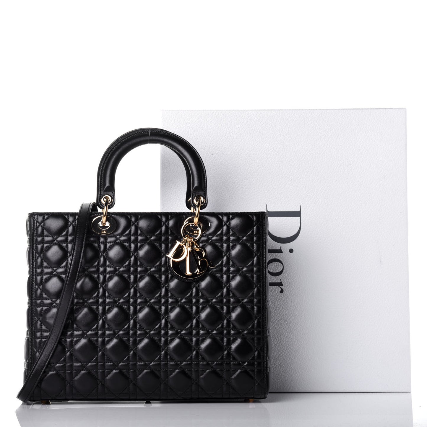 Lambskin Cannage Large Lady Dior Black