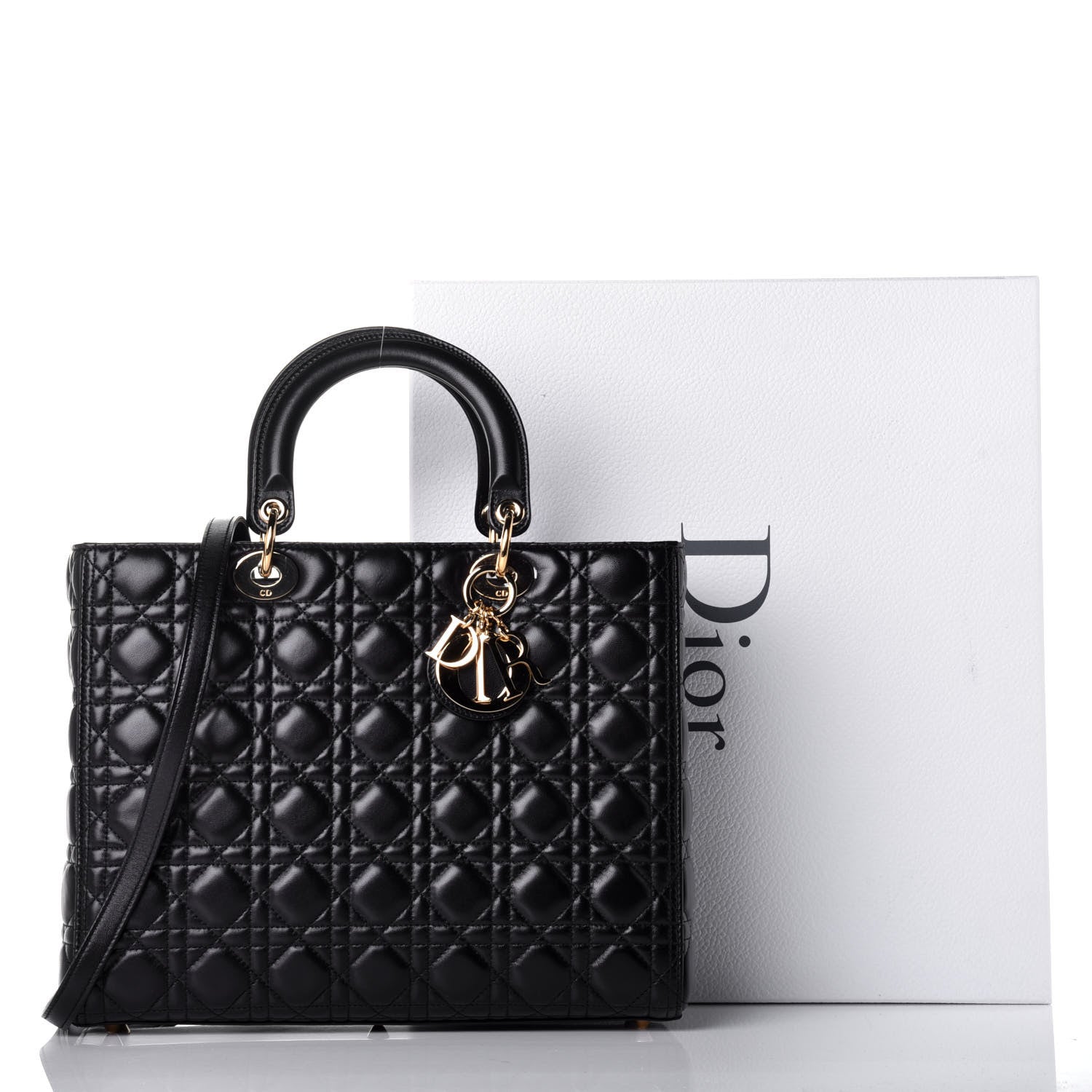 Christian Dior Lambskin Cannage Large Lady Dior Black 11 of 11