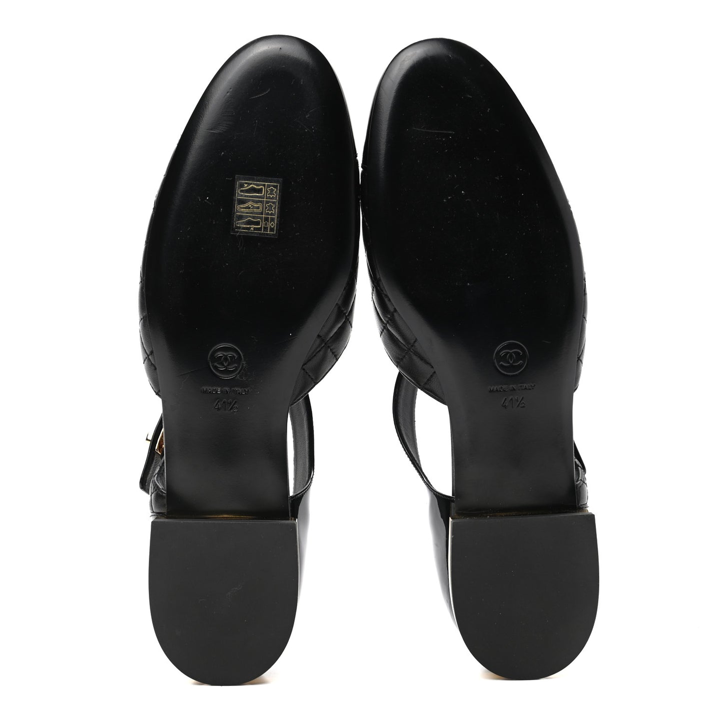 Patent Lambskin Quilted Cap Toe Ballerina Flats 41.5 Black