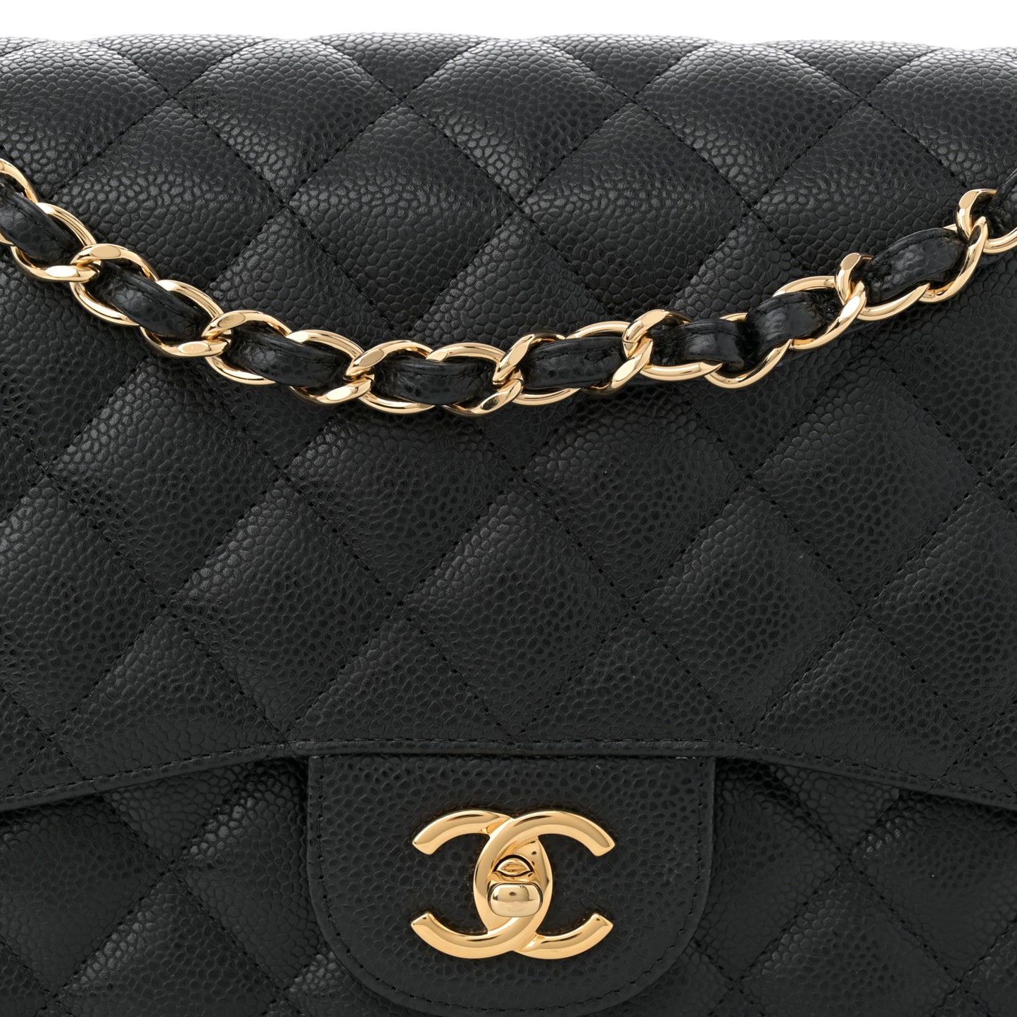 Caviar Quilted Jumbo Double Flap Black