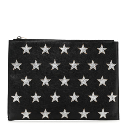 Saint Laurent Calfskin Star Rider iPad Pouch Black Silver 1 of 10