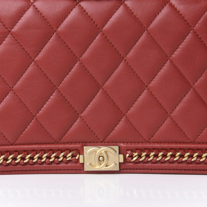 Chanel Calfskin Quilted Chain Around Boy Wallet On Chain WOC Red 9 of 10