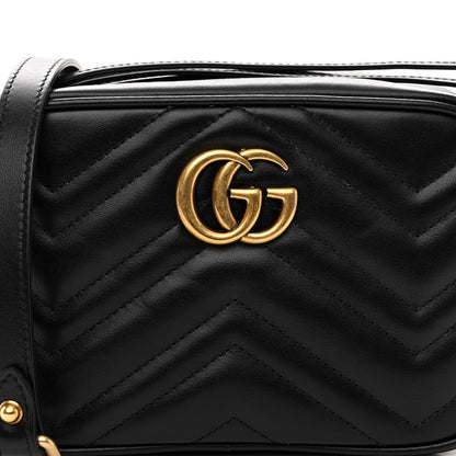 Gucci Calfskin Matelasse Mini GG Marmont Chain Shoulder Bag Black 8 of 10