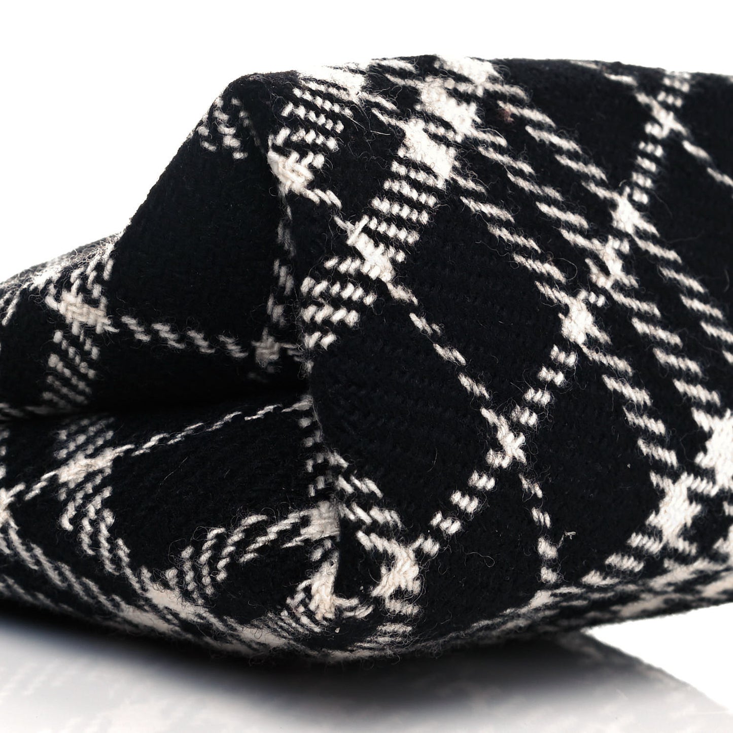 Wool Plaid Check Tote Black