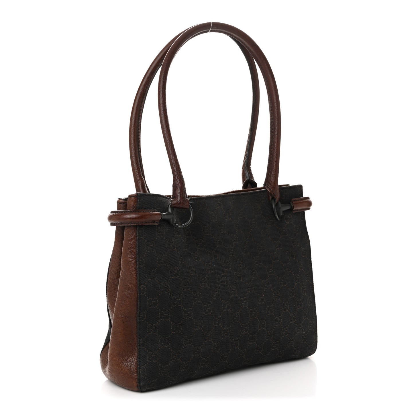 Monogram Denim GG Shoulder Bag Black Brown