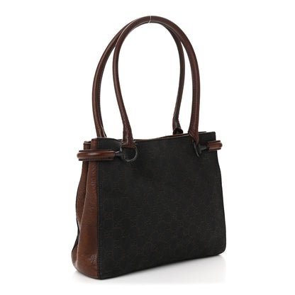 Gucci Monogram Denim GG Shoulder Bag Black Brown 3 of 11