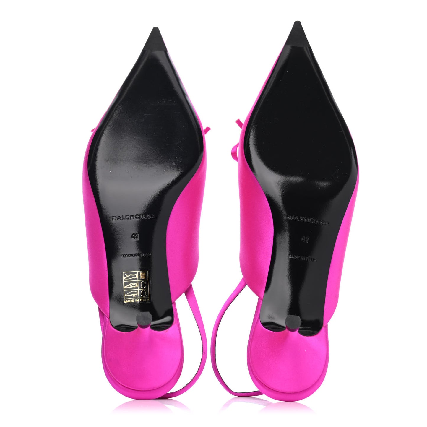 Satin Pointed Toe Knife Slingback 40mm Mules 41 Rose Fuchsia