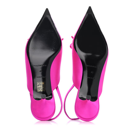 Balenciaga Satin Pointed Toe Knife Slingback 40mm Mules 41 Rose Fuchsia 4 of 4
