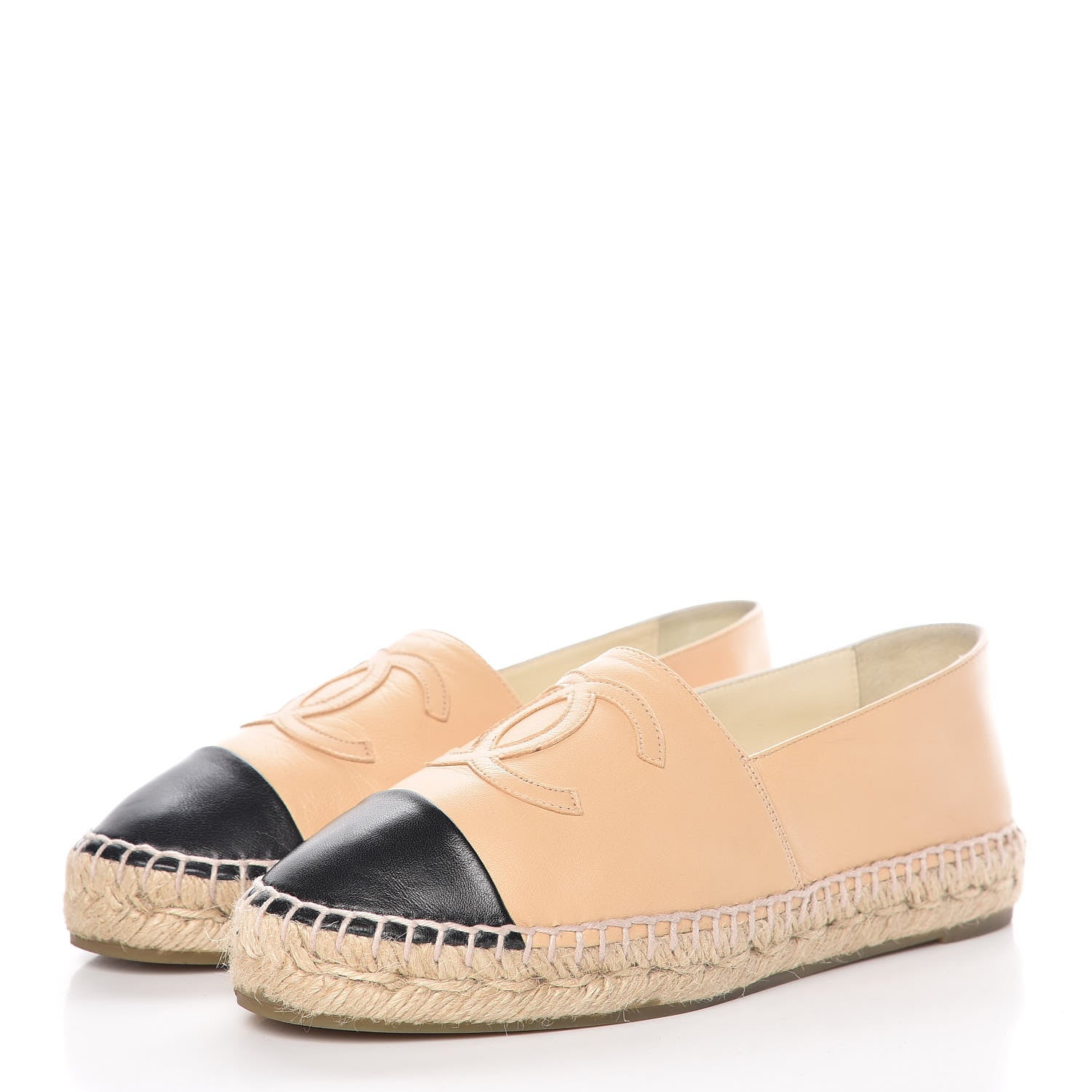 Chanel Lambskin CC Espadrilles 36 Beige Black 3 of 13