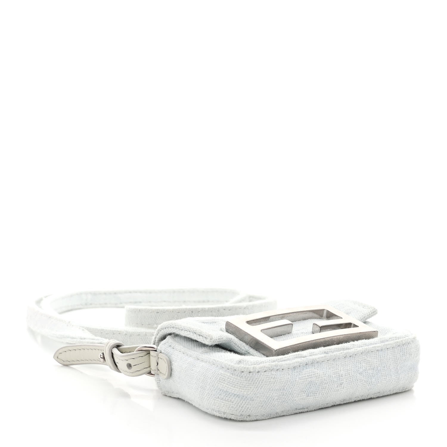 Fendi X MARC JACOBS Bleached Denim Logo Baguette Charm Off White 4 of 12