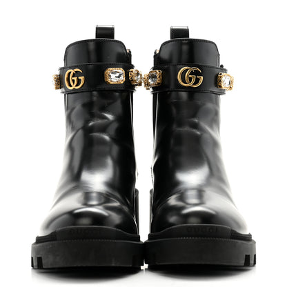 Gucci Calfskin Crystal GG Trip Chelsea Ankle Boots 39.5 Black 2 of 11