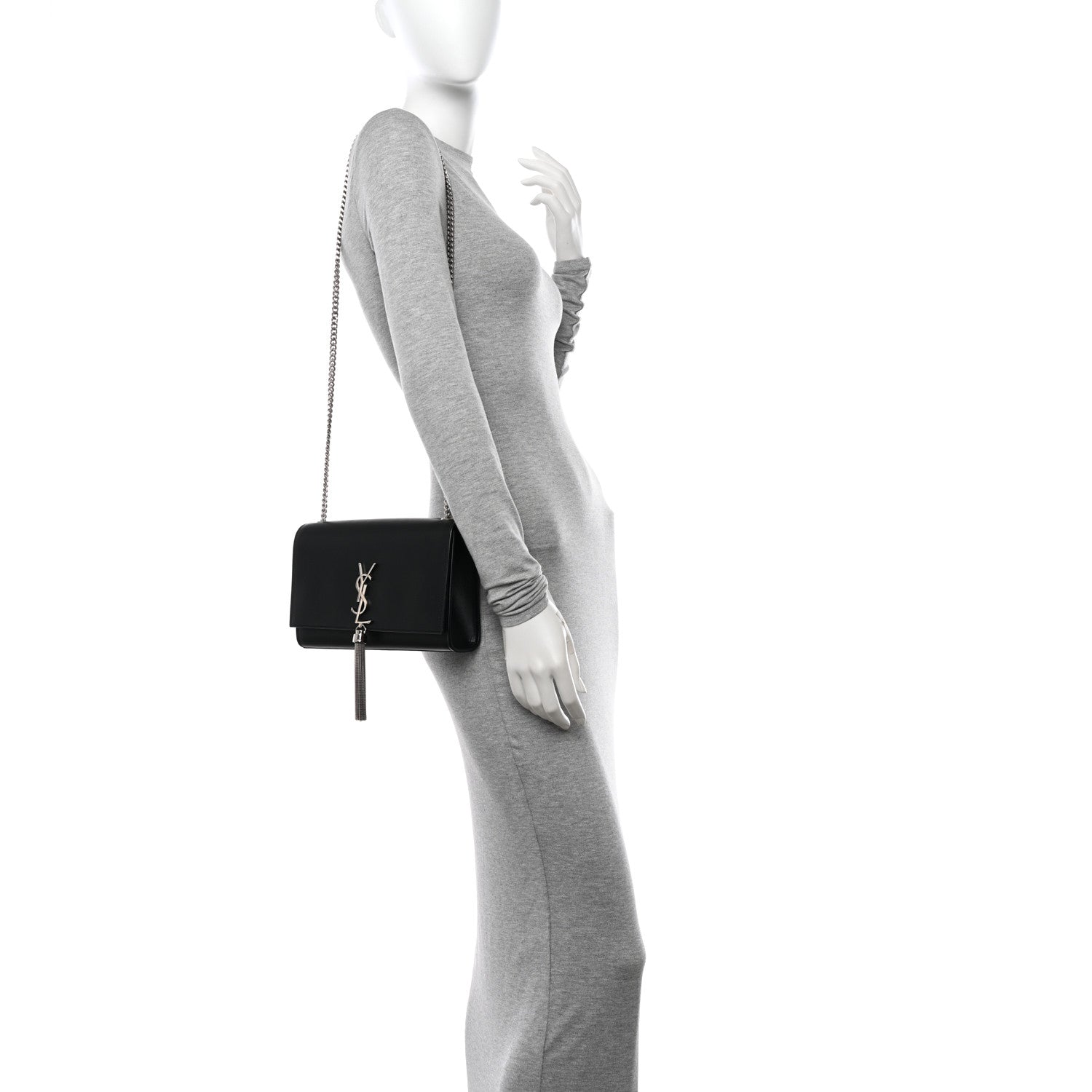 Saint Laurent Smooth Calfskin Medium Classic Monogram Kate Tassel Satchel Black 2 of 13