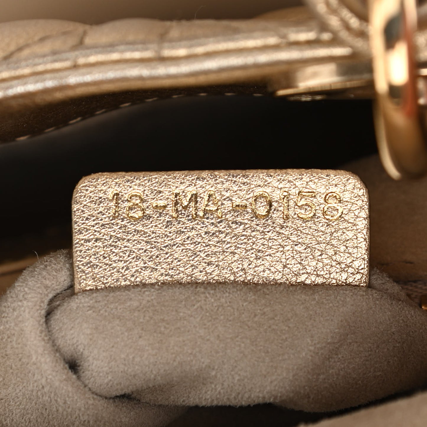 Metallic Lambskin Cannage Mini Lady Dior Gold