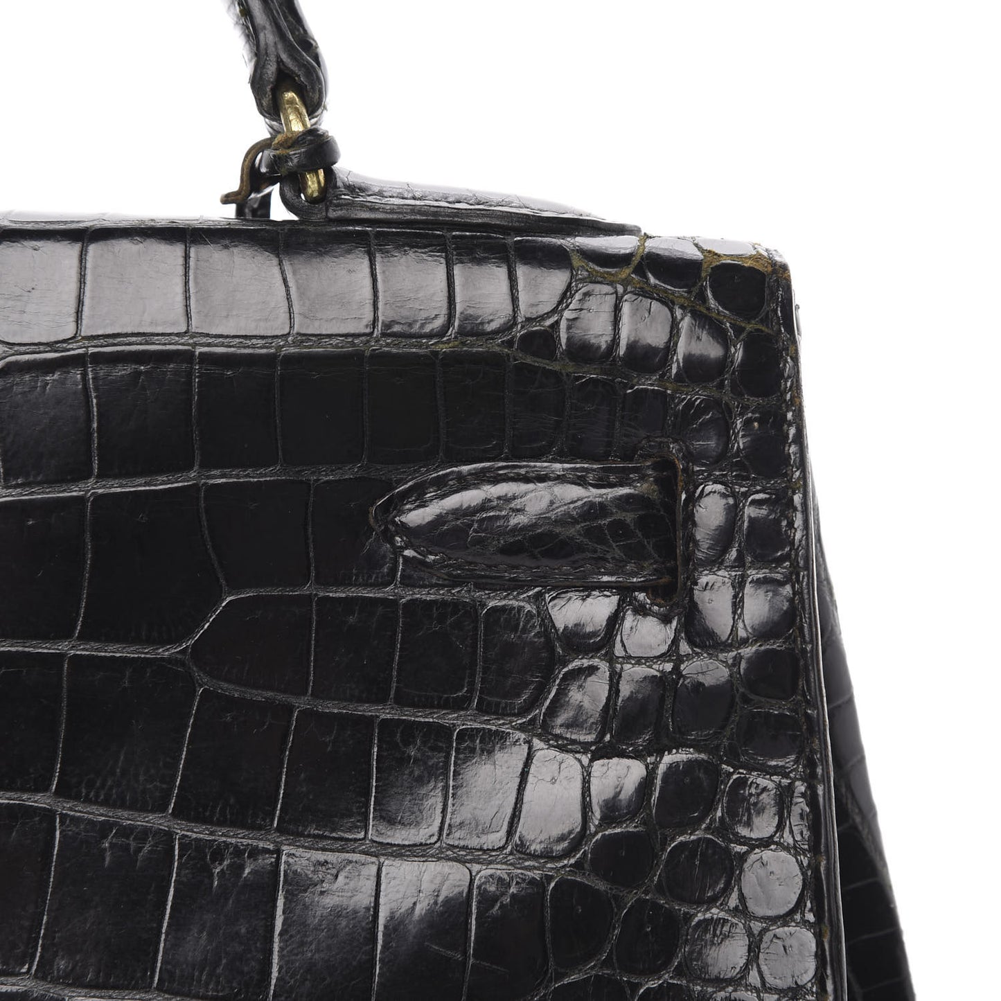 Shiny Porosus Crocodile Kelly Sellier 32 Black