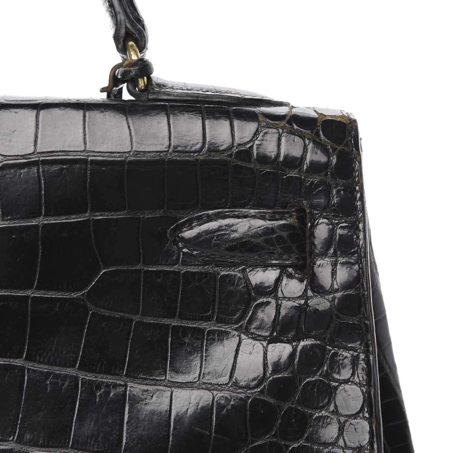 Hermes Shiny Porosus Crocodile Kelly Sellier 32 Black 11 of 50