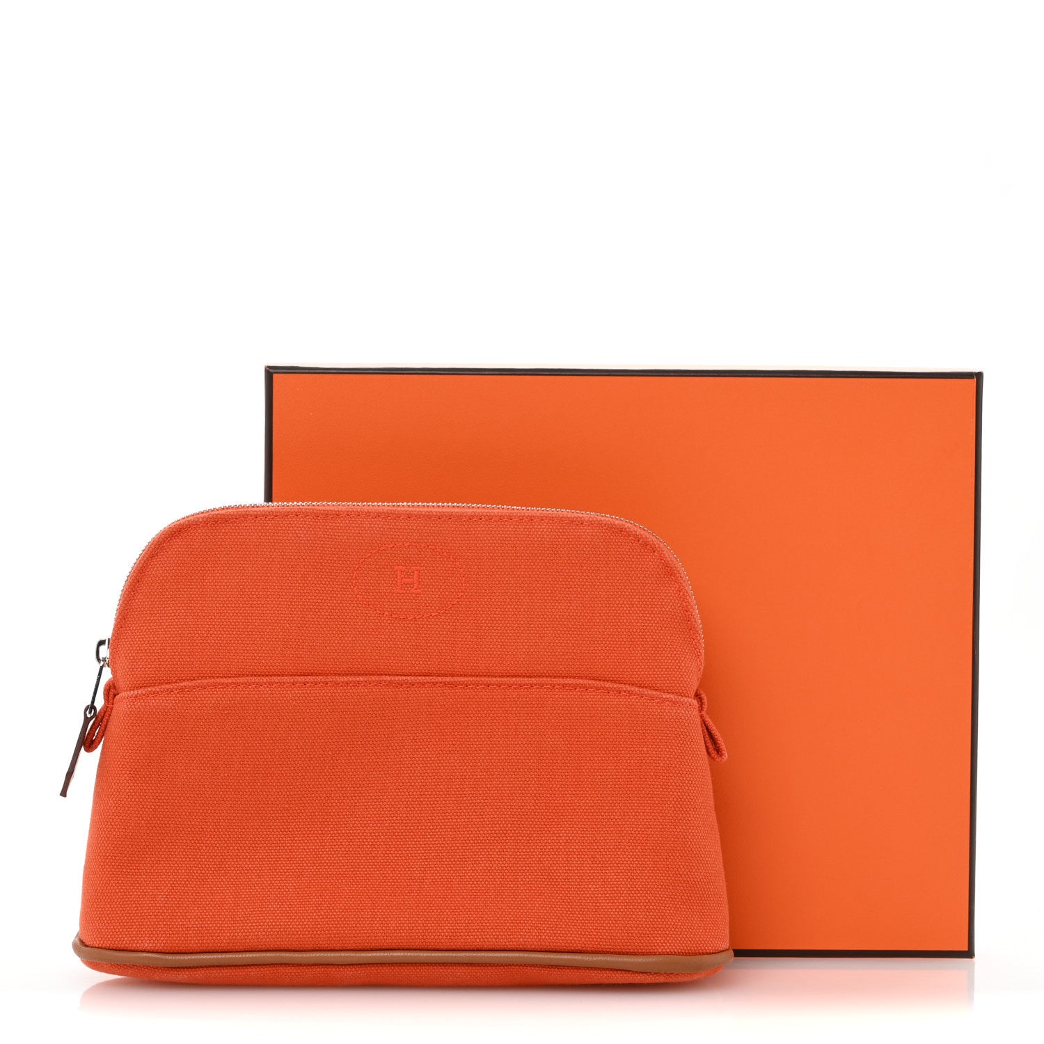 Hermes Cotton Canvas Mini Bolide Travel Cosmetic Pouch Feu 7 of 7