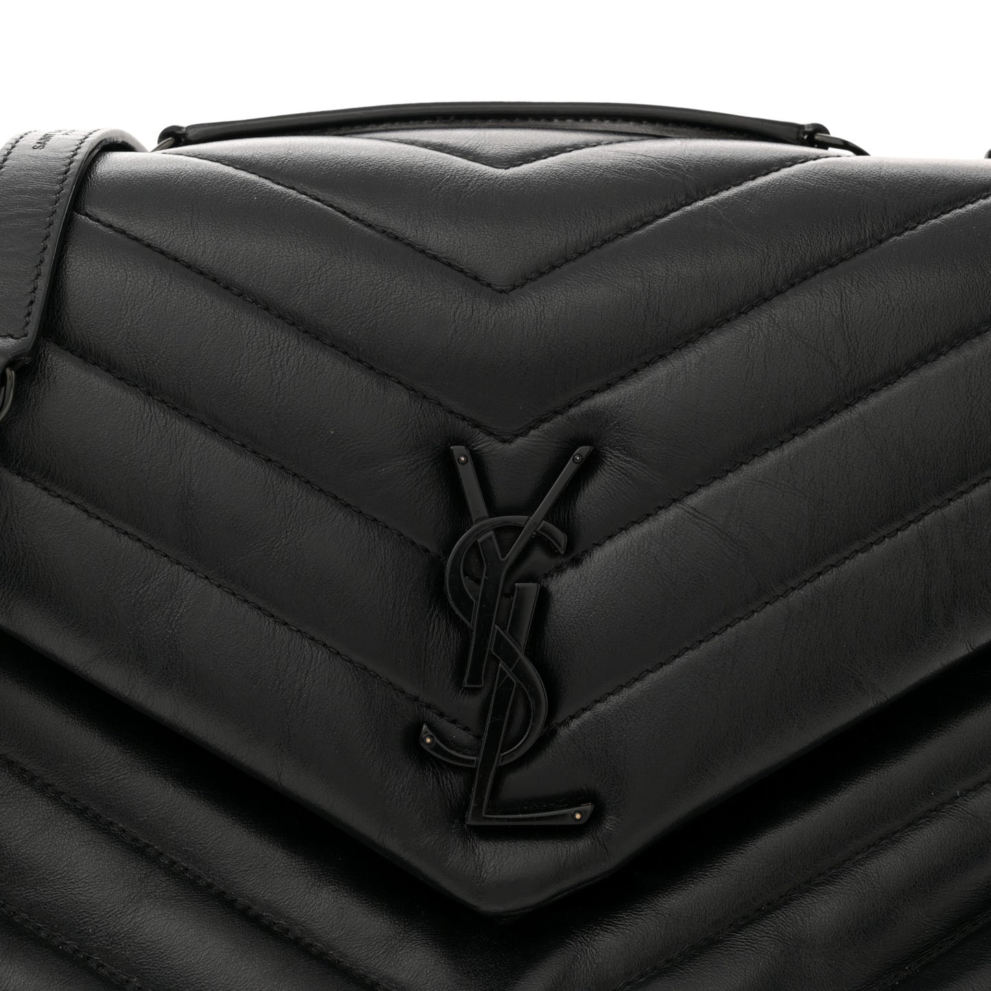 Calfskin Y Quilted Monogram Monochrome Medium Loulou Chain Satchel Black