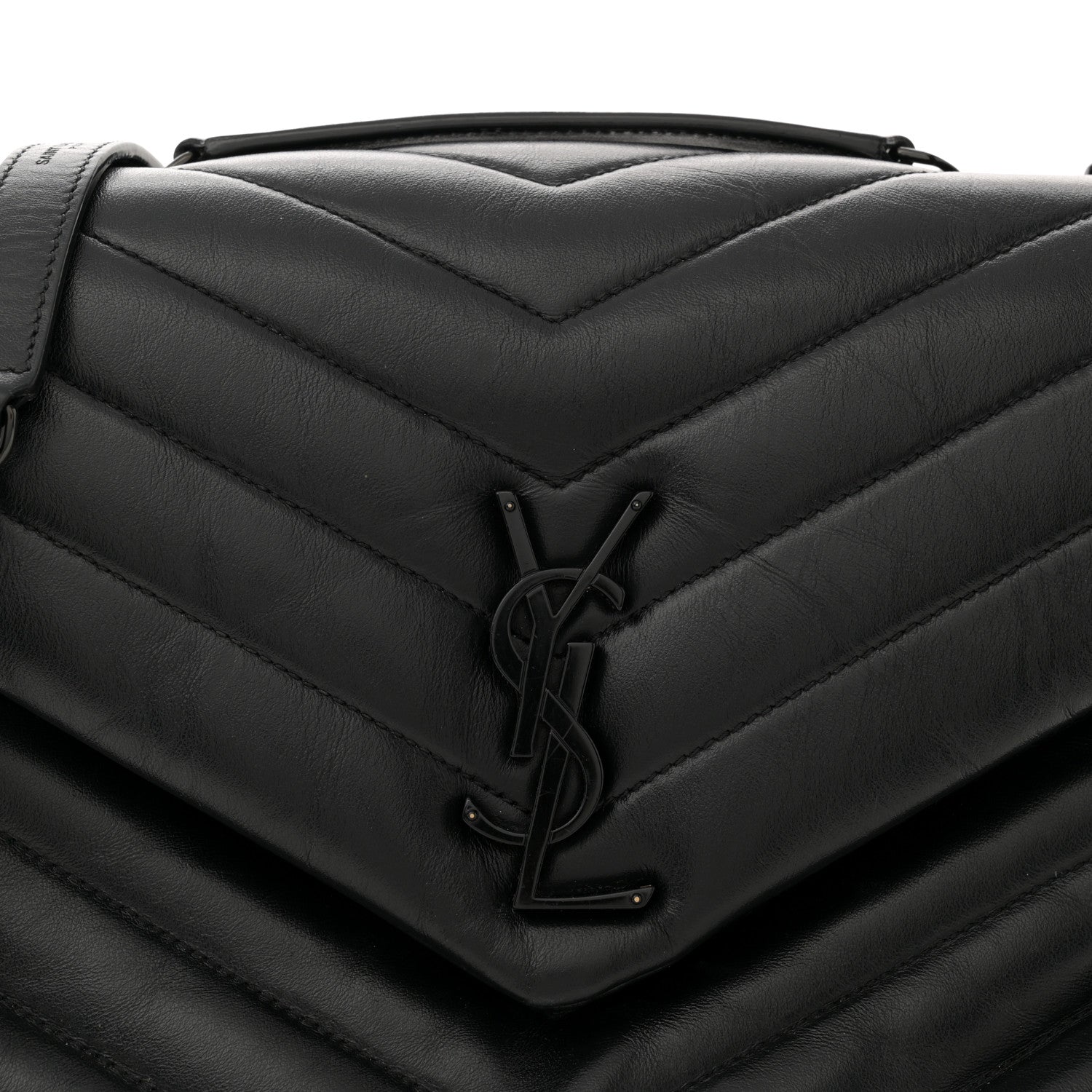 Saint Laurent Calfskin Y Quilted Monogram Monochrome Medium Loulou Chain Satchel Black 8 of 13