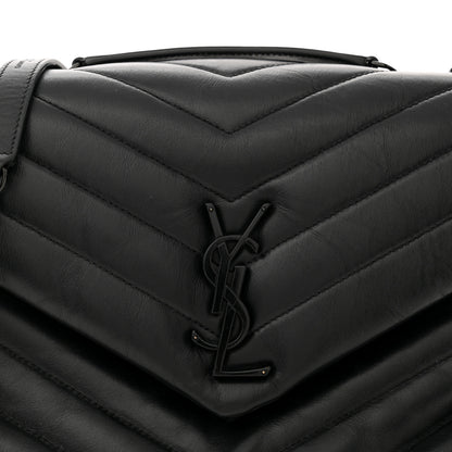 Saint Laurent Calfskin Y Quilted Monogram Monochrome Medium Loulou Chain Satchel Black 8 of 13