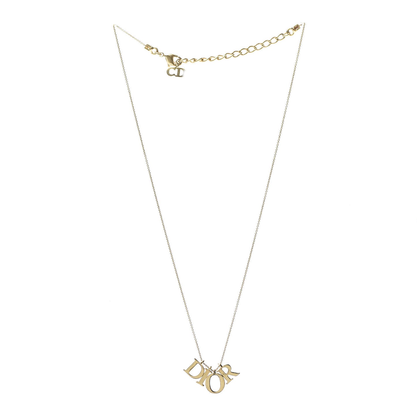 Metal Crystal Logo Necklace Gold
