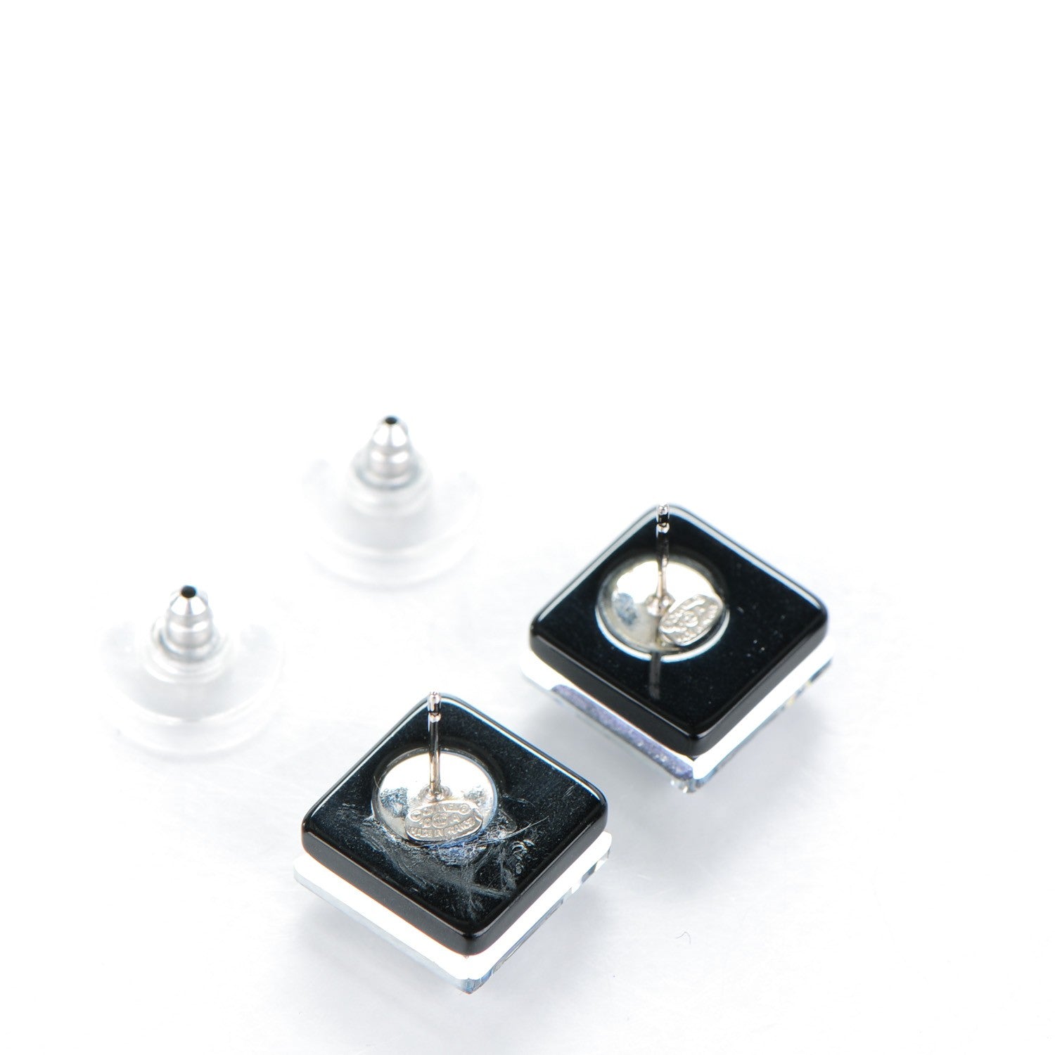 Chanel Crystal CC Square Charm Earrings Black 3 of 5