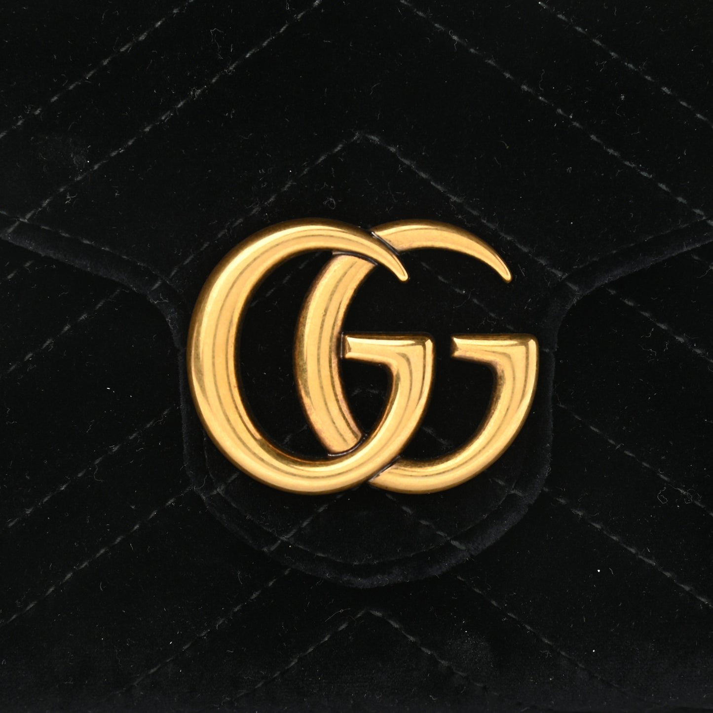 Velvet Matelasse GG Marmont Chain Wallet Black