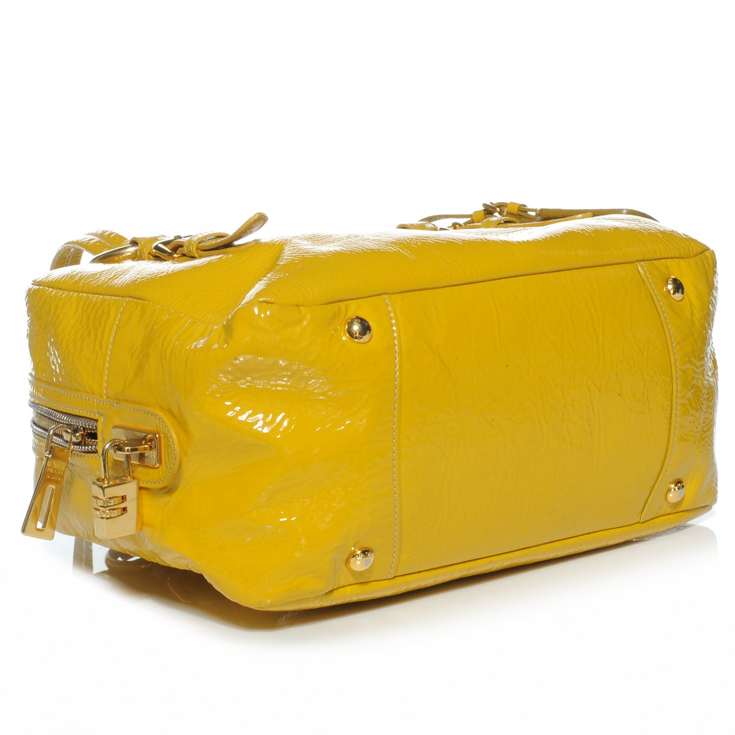 Vernice Zippers Shoulder Bag Soleil