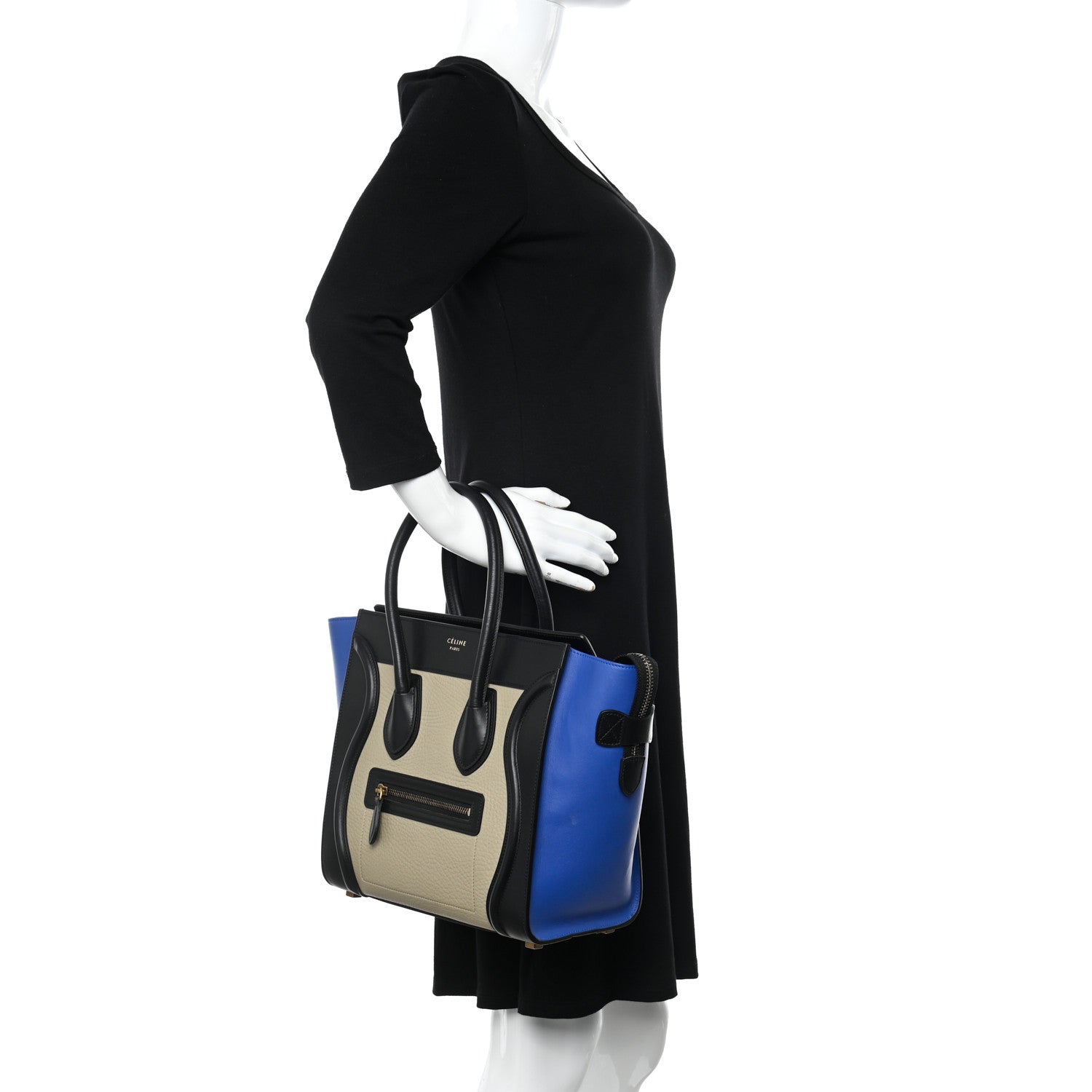 Celine Elephant Calfskin Suede Micro Tri-Color Luggage Sand 2 of 10