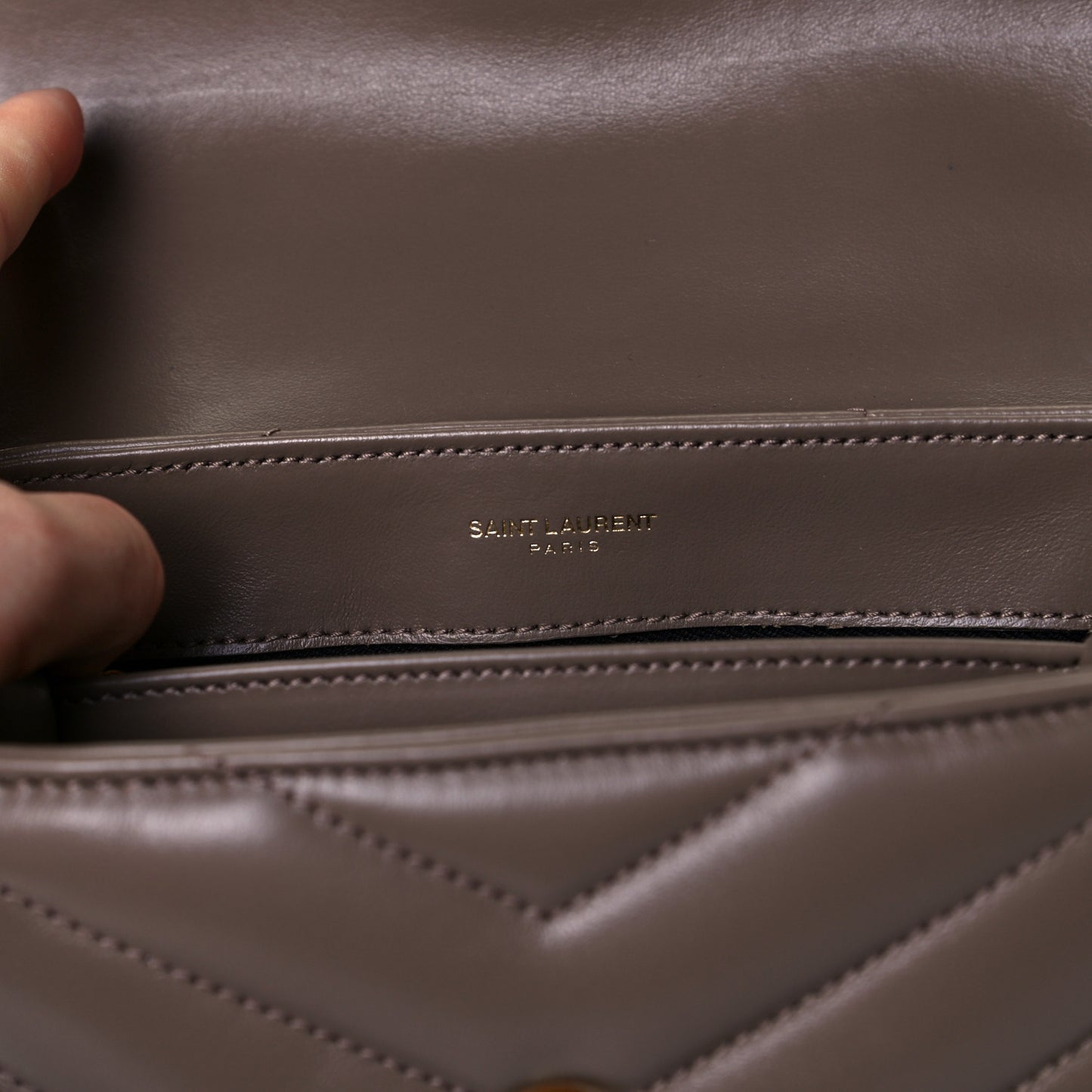 Calfskin Y Quilted Monogram Toy Loulou Crossbody Bag Dark Beige