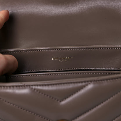 Saint Laurent Calfskin Y Quilted Monogram Toy Loulou Crossbody Bag Dark Beige 7 of 12