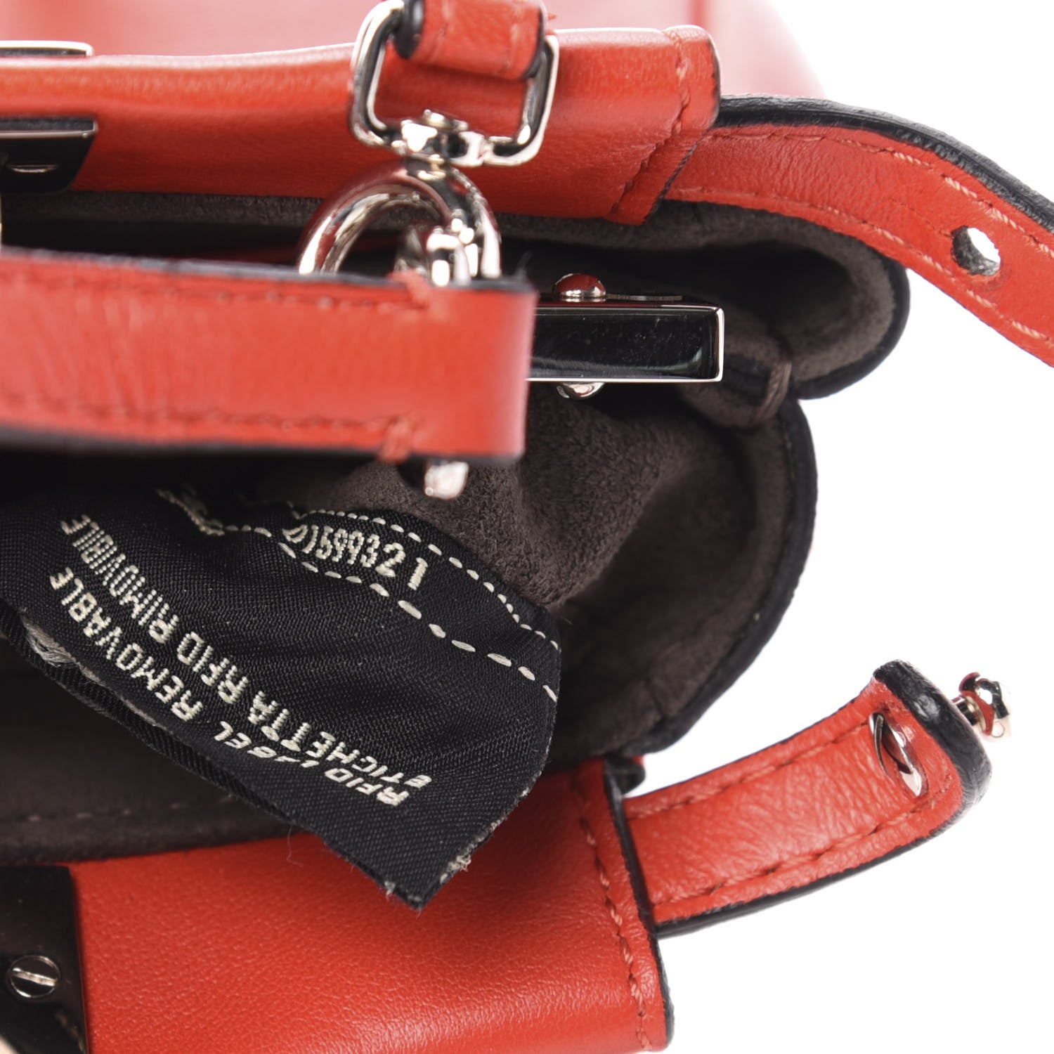 Fendi Shiny Nappa Micro Peekaboo Iconic Satchel Rosso Pimento 9 of 11