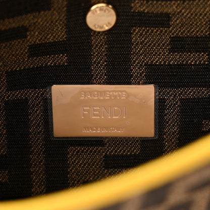 Fendi Fabric Jacquard FF Floral Embroidered Baguette Tobacco Moro Multicolor 6 of 9