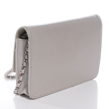 Chanel Caviar Sevruga Wallet on Chain WOC Silver 3 of 8
