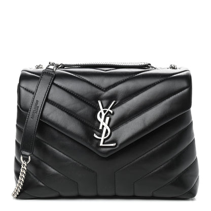 Saint Laurent Calfskin Y Quilted Monogram Small Loulou Chain Satchel Black 1 of 10