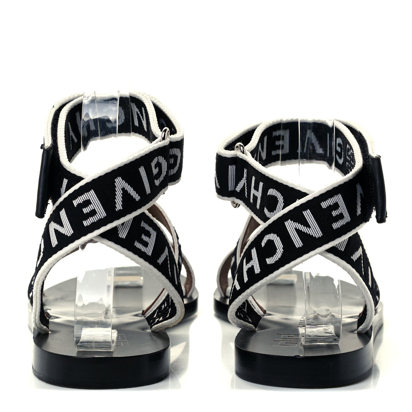 Grosgrain Cross Logo Ankle Strap Sandals 36.5 Black White