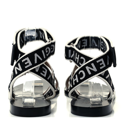 Givenchy Grosgrain Cross Logo Ankle Strap Sandals 36.5 Black White 6 of 11