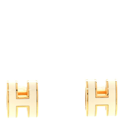 Hermes Gold Lacquered Mini Pop H Earrings White 1 of 5