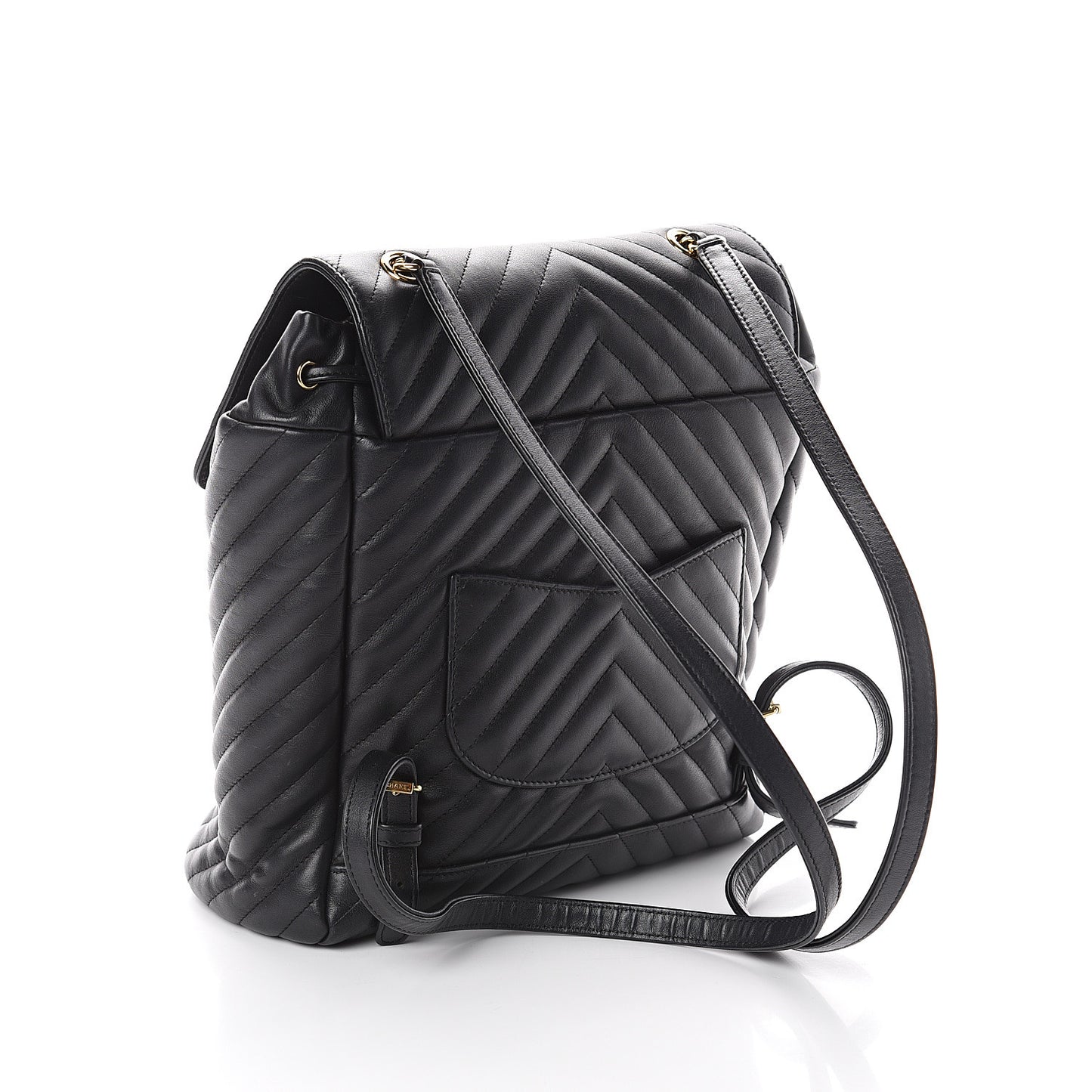 Calfskin Chevron Quilted Large Urban Spirit Backpack Black