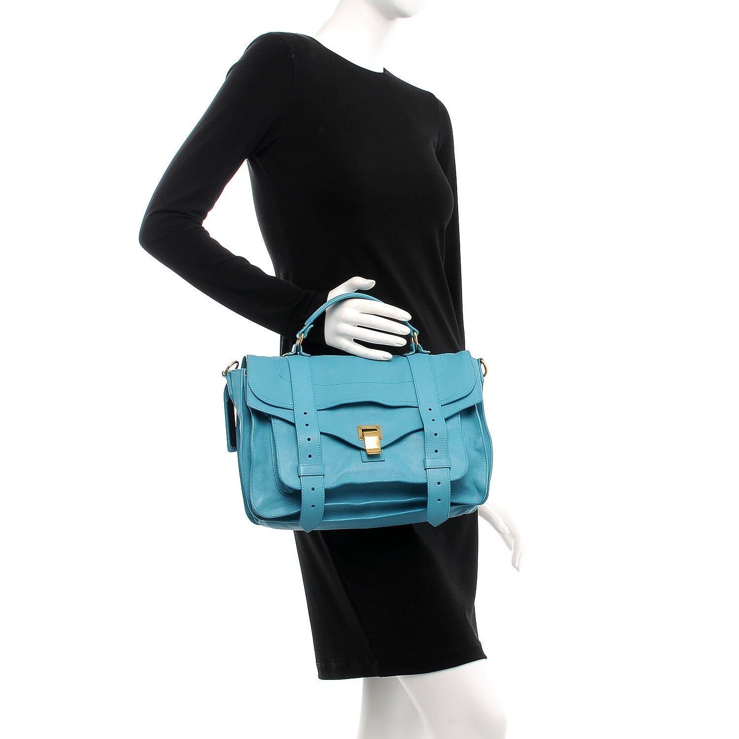 Proenza Schouler Lambskin Medium PS1 Satchel Teal 3 of 10