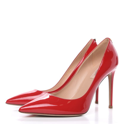 Valentino Garavani Patent Rockstud New Plain 100mm Pumps 38 Rosso Valentino 3 of 10