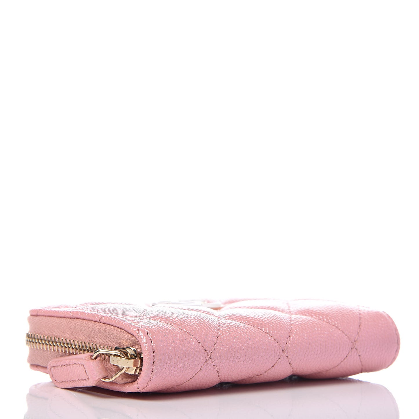 Iridescent Caviar Quilted Zip Coin Purse Pink