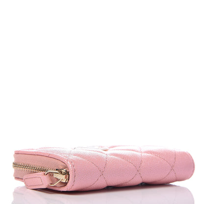 Chanel Iridescent Caviar Quilted Zip Coin Purse Pink 4 of 8