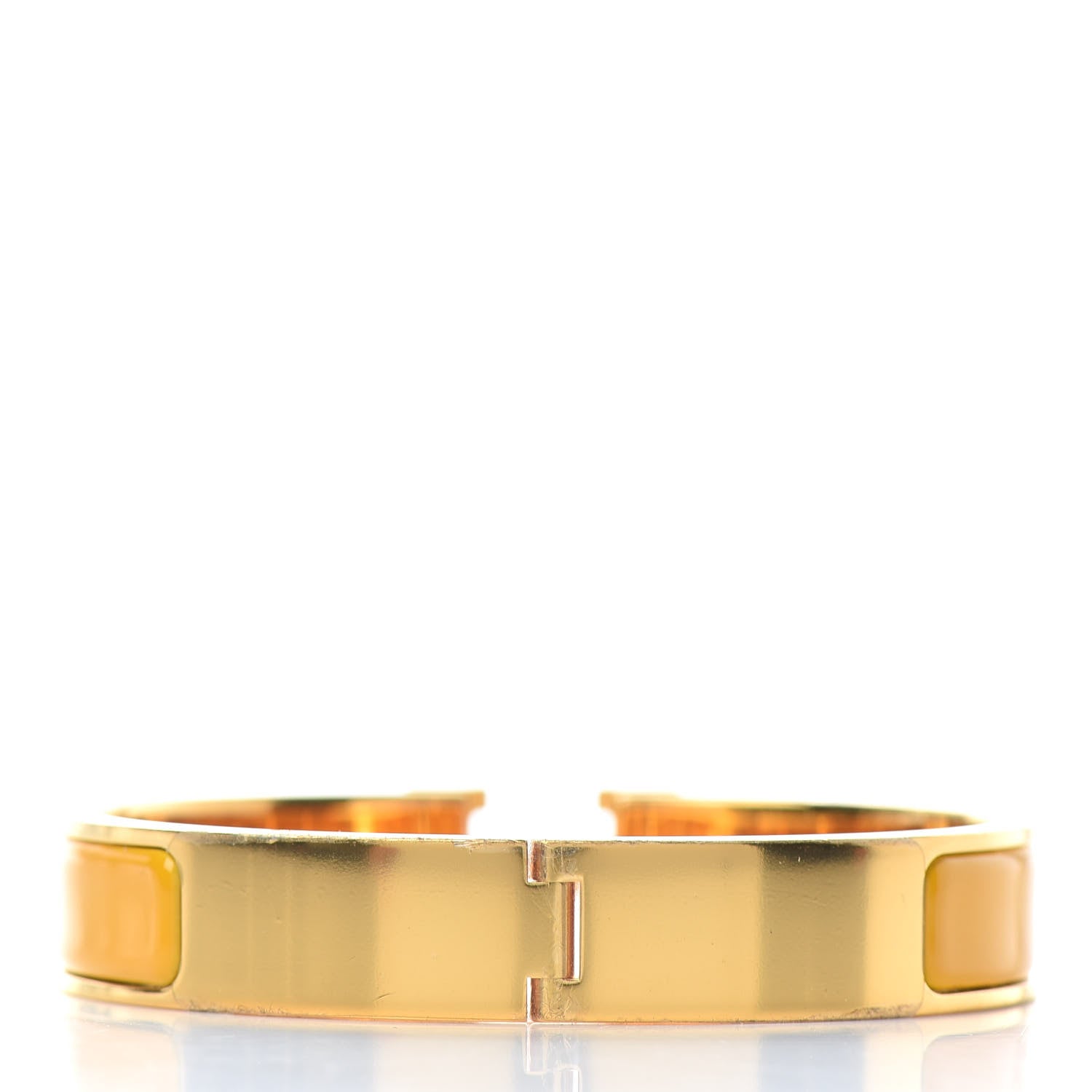Hermes Enamel Narrow Clic Clac H Bracelet GM Jaune Madras 3 of 4